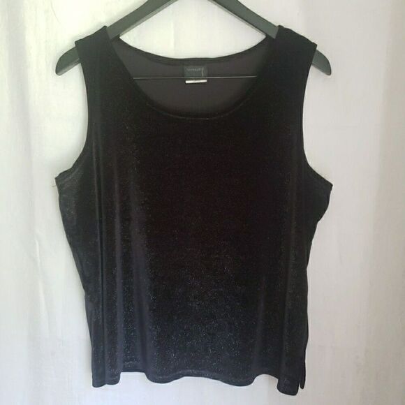 Vintage Studio Tops - Vintage Studio Black Sparkle Sleeveless Tank Pull-on Made in USA Women's Size L